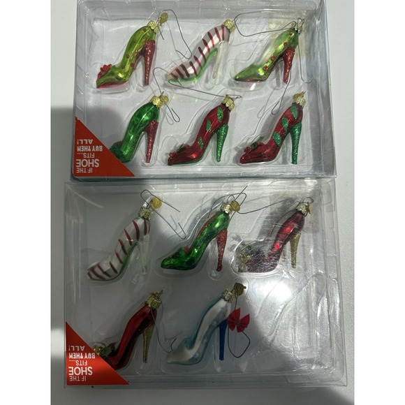 Kurt Adler Other - Kurt Adler Medallion Collection High Heel Shoe Glass Ornaments 11 Stiletto T